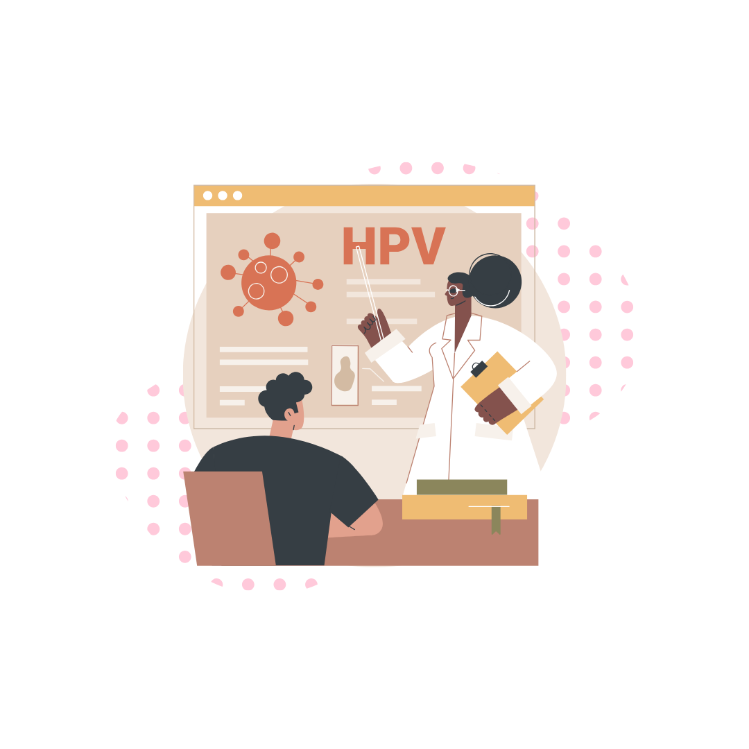 illustration of a doctor educating what is hpv